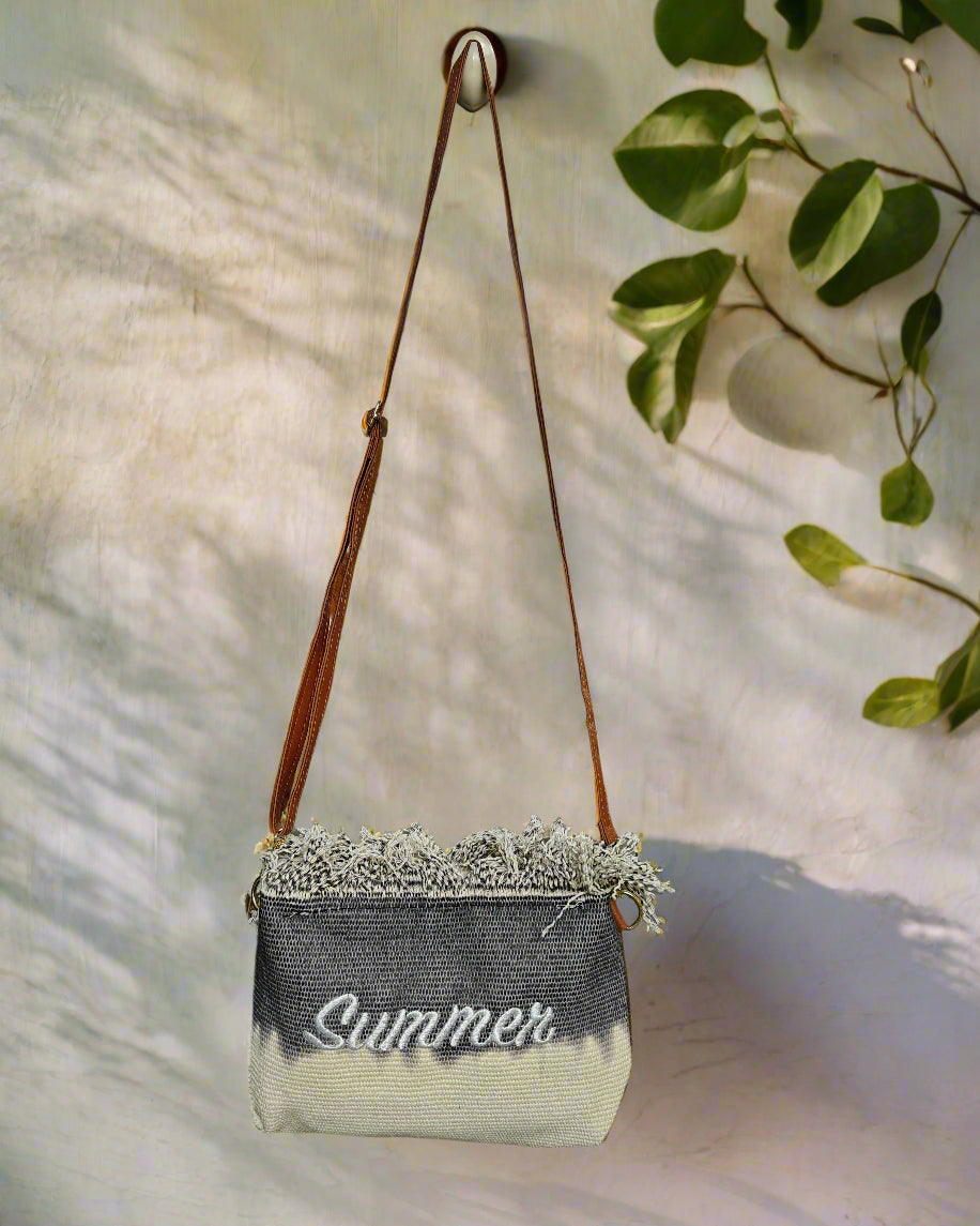 Grey Summer Boho Sling Bag - The Ethnic Indian Store
