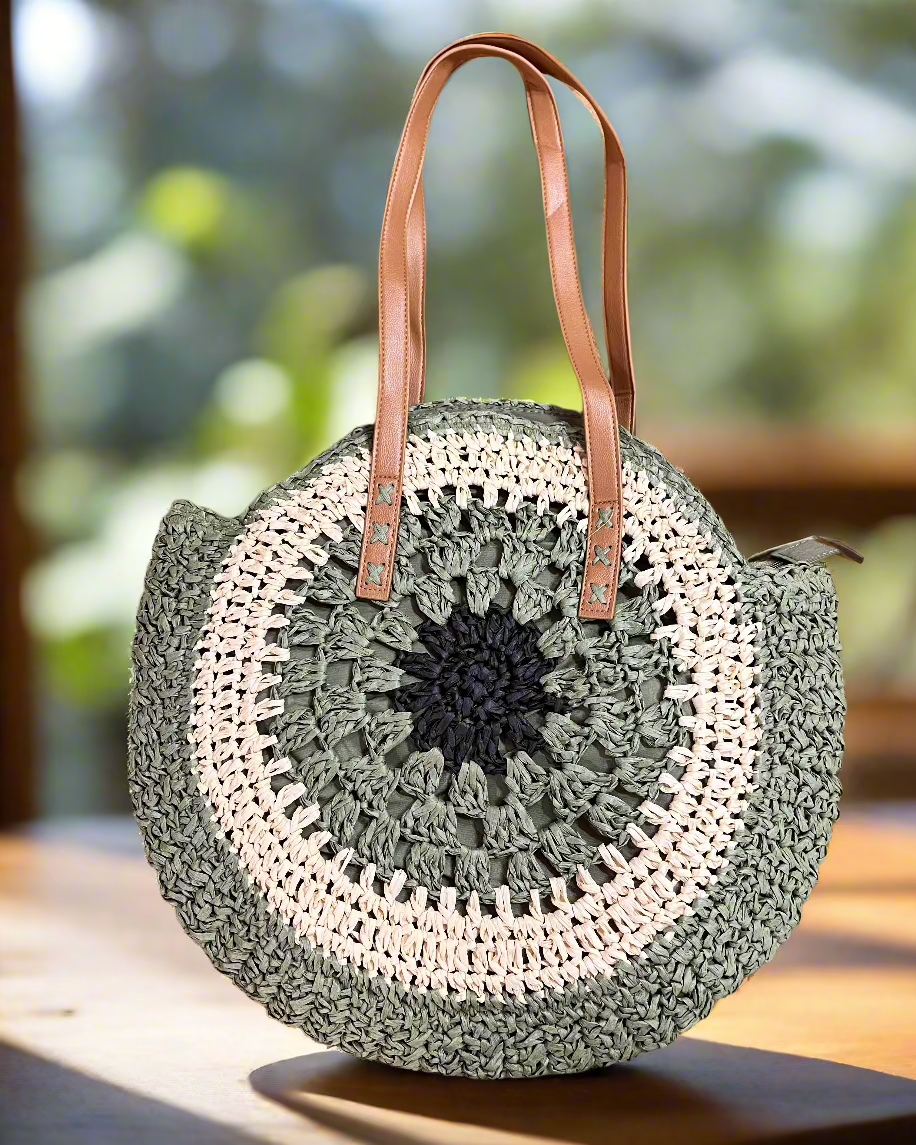 Handmade Eco-Friendly Straw Bag – Perfect for Summer, Beach & Shopping- front view