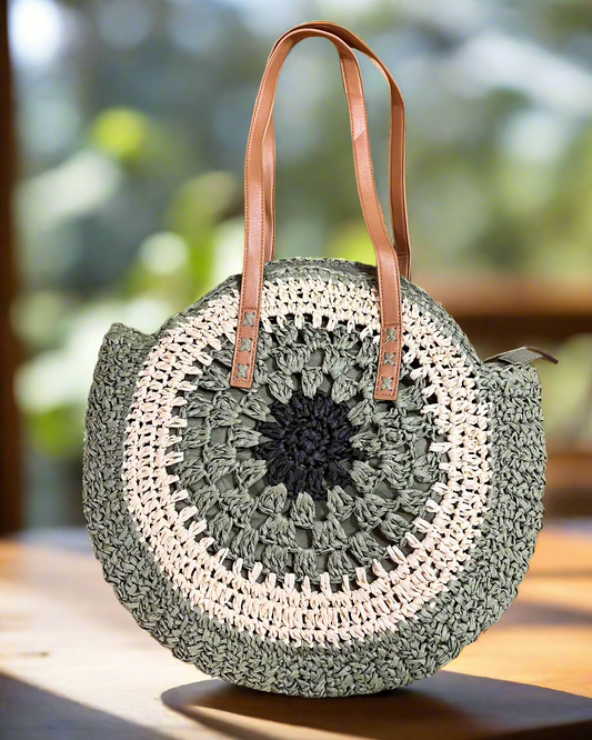 Handmade Eco-Friendly Straw Bag – Perfect for Summer, Beach & Shopping- front view