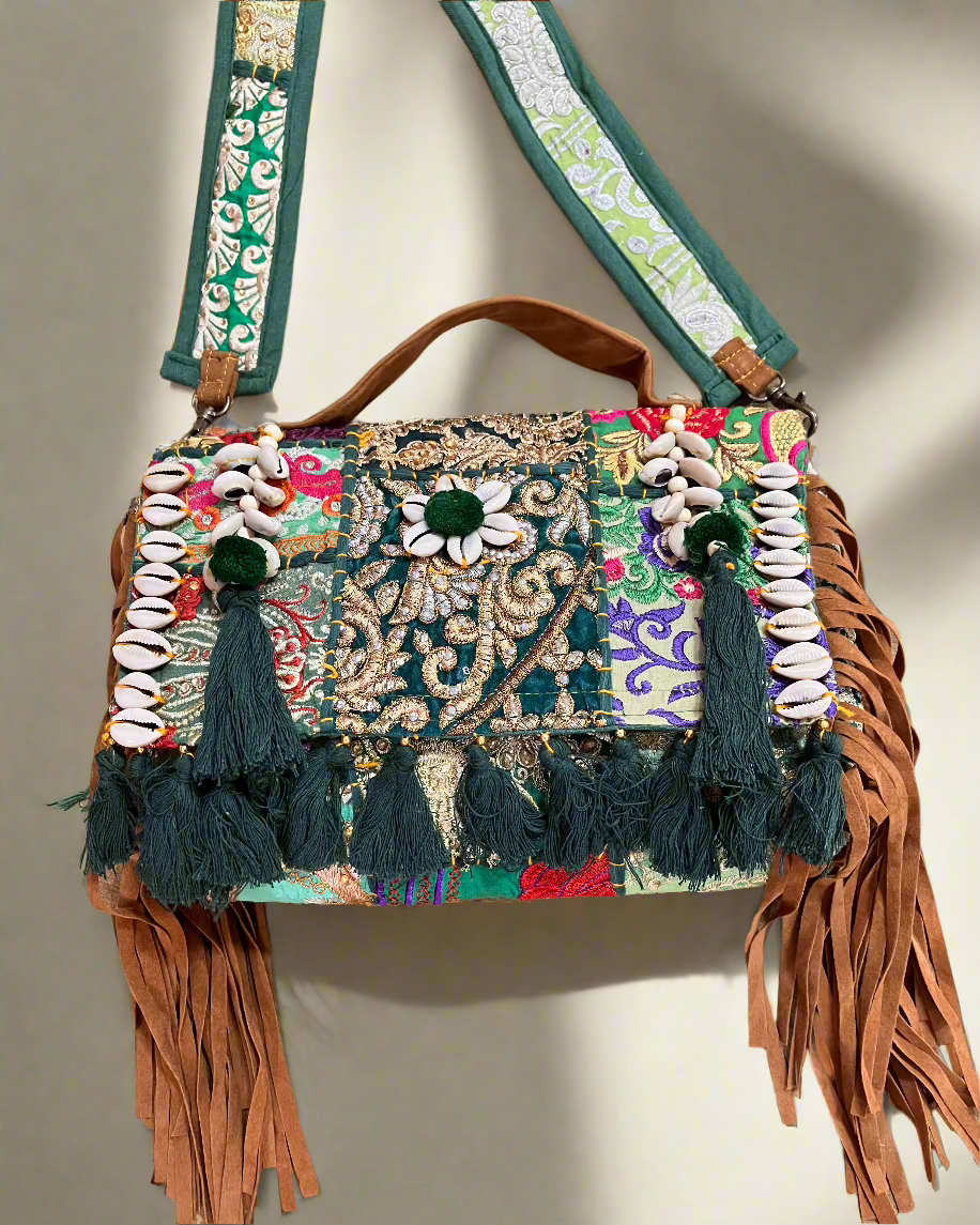 Green-Banjara Boho Bag - The Ethnic Indian Store