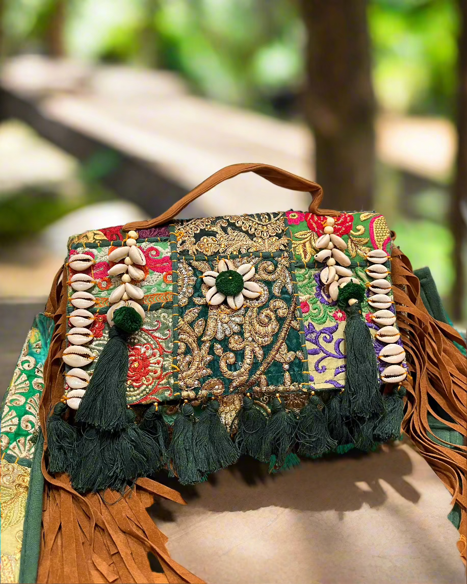 Green-Banjara Boho Bag - The Ethnic Indian Store