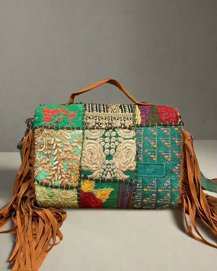 Green-Banjara Boho Bag - The Ethnic Indian Store