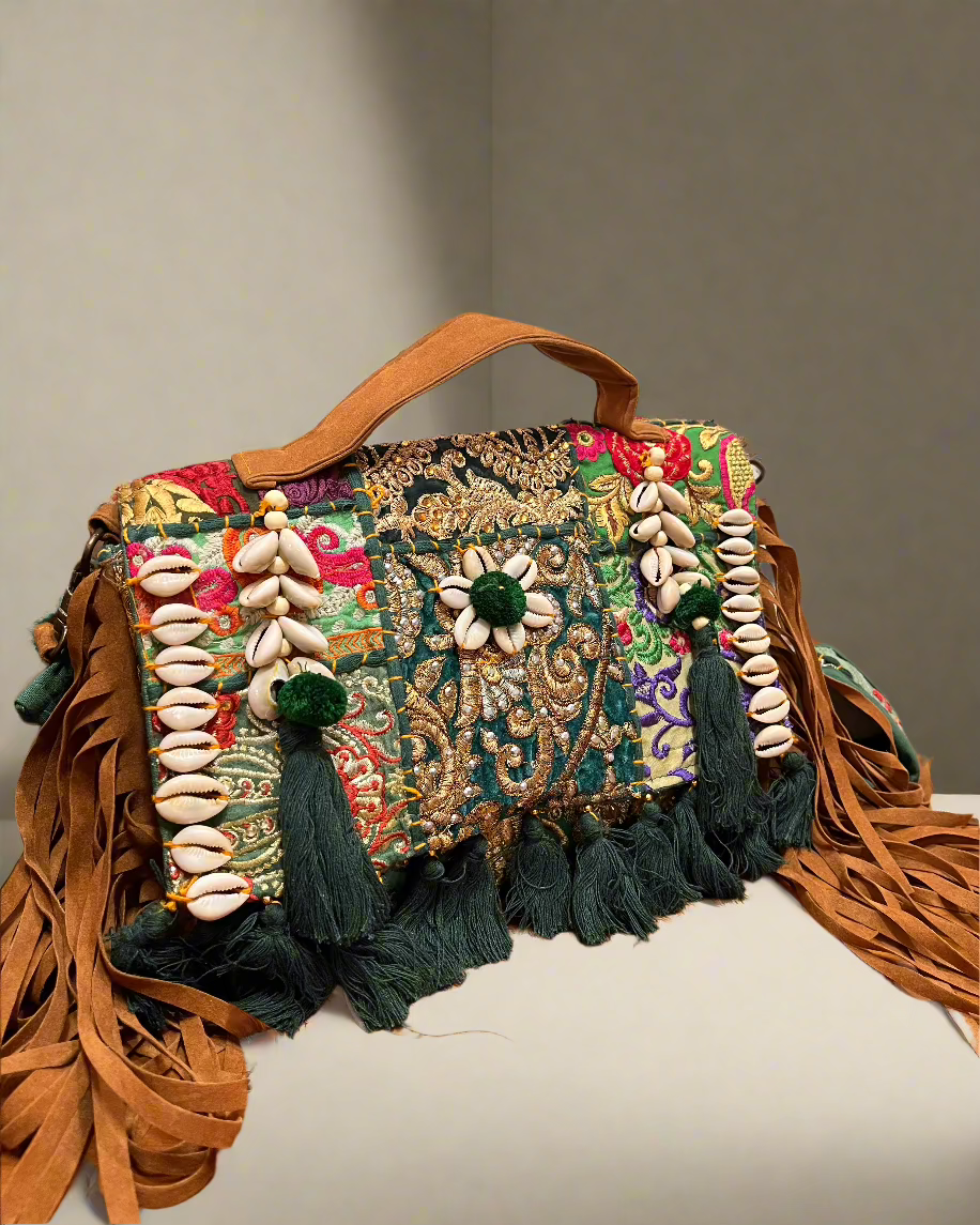 Green-Banjara Boho Bag - The Ethnic Indian Store