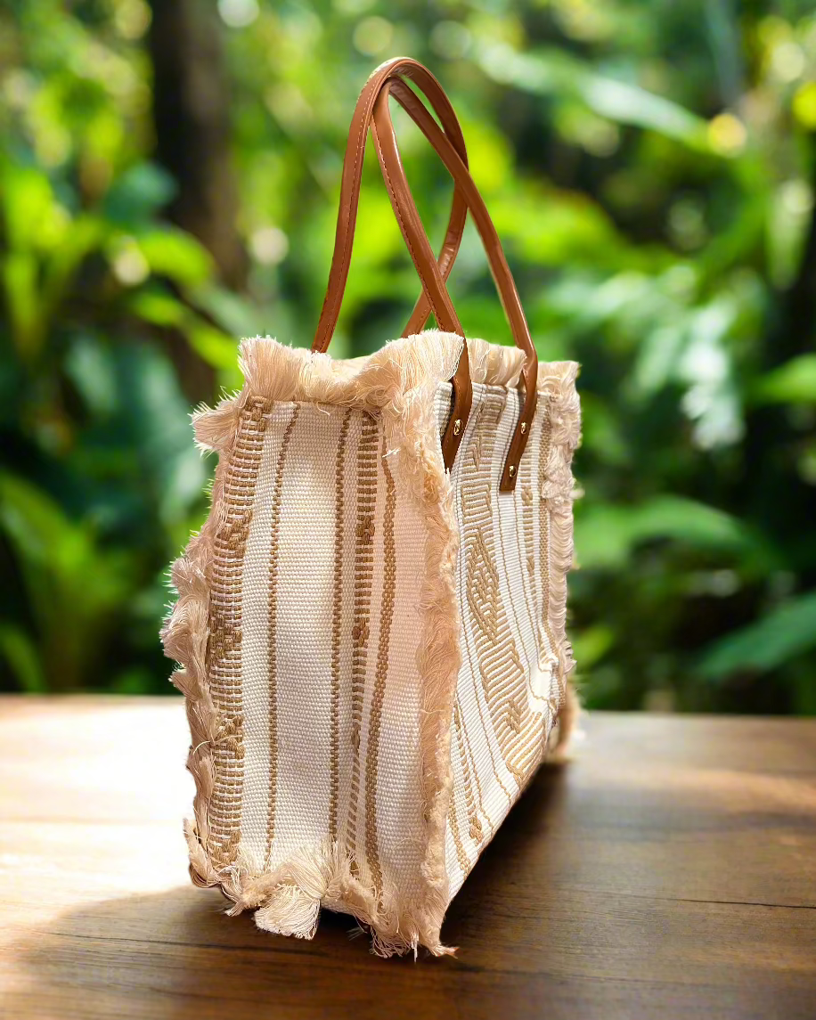 Durable & Trendy Canvas Tote Bag – Your Go-To Shoulder Bag for Every Occasion. Side View