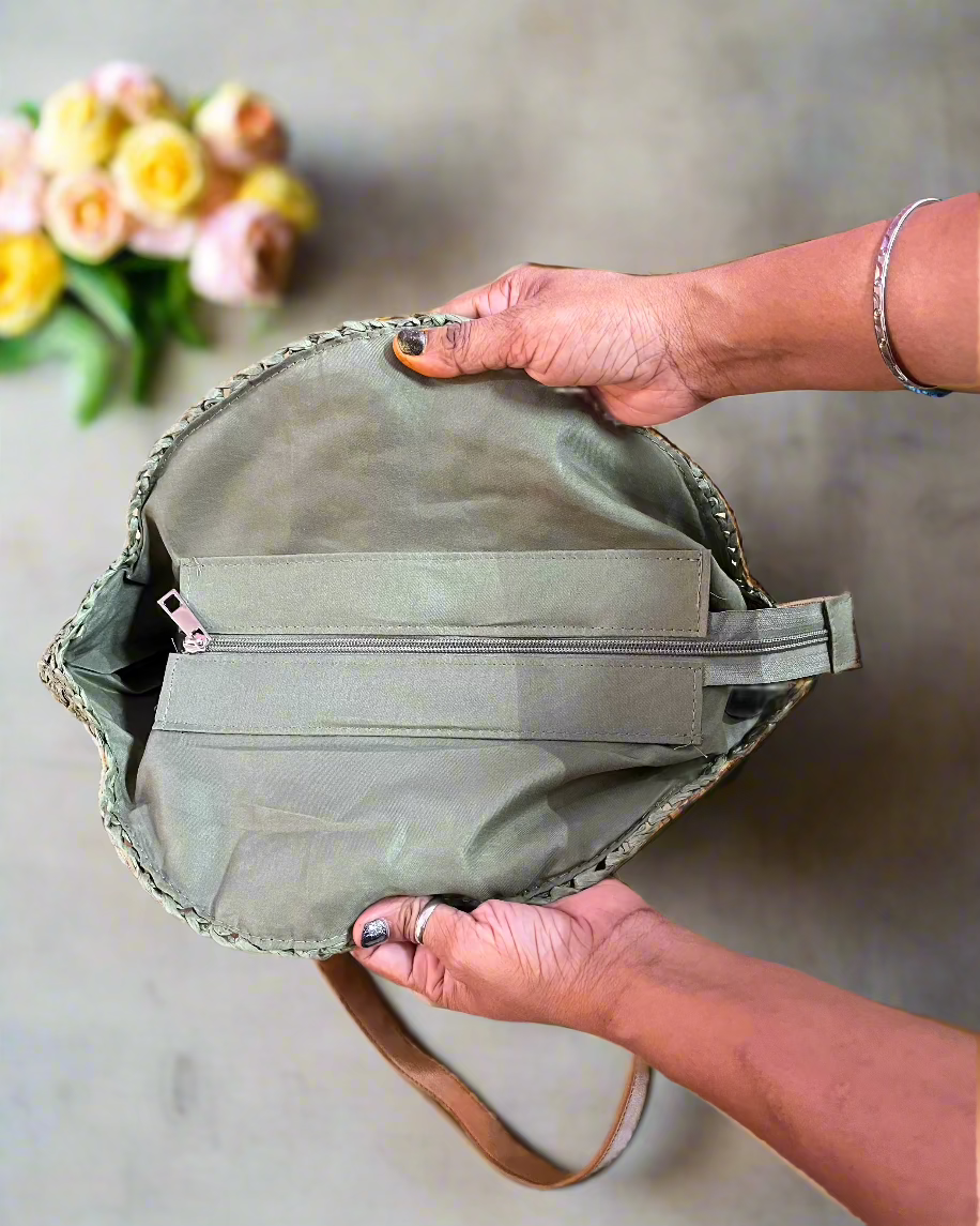 Handmade Eco-Friendly Straw Bag – Perfect for Summer, Beach & Shopping- top View