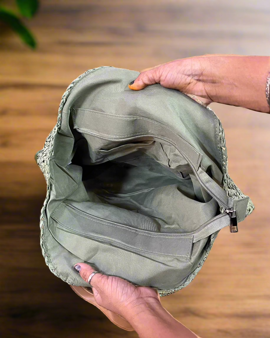 Handmade Eco-Friendly Straw Bag – Perfect for Summer, Beach & Shopping.- Inside View 