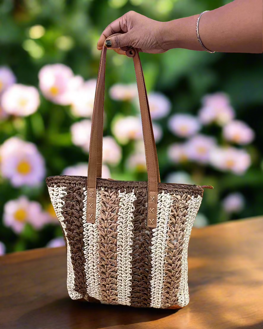 Eco-Friendly Bamboo Beach Tote – Colorful, Lightweight & Travel-Ready! - top view