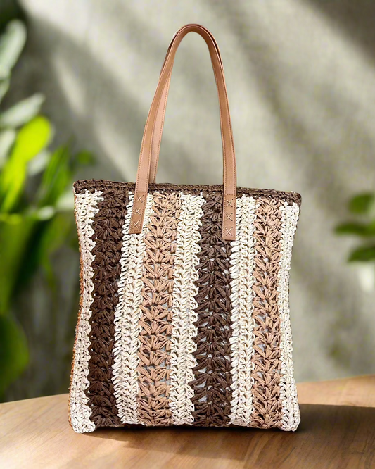 Eco-Friendly Bamboo Beach Tote – Colorful, Lightweight & Travel-Ready! - front view