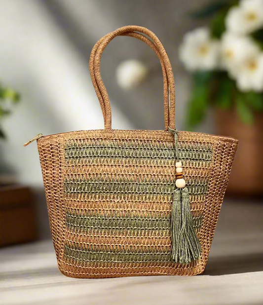 "Eco-Friendly Multicolor Straw Tote – Vibrant & Stylish Shoulder Bag for Any Occasion! - front view