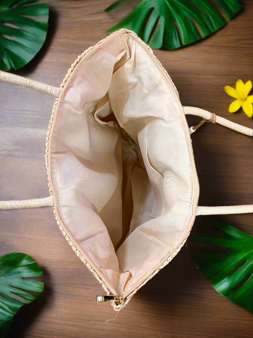 Straw Tote Shoulder Bag – Handmade, Eco-Friendly & Perfect for Summer! Top View