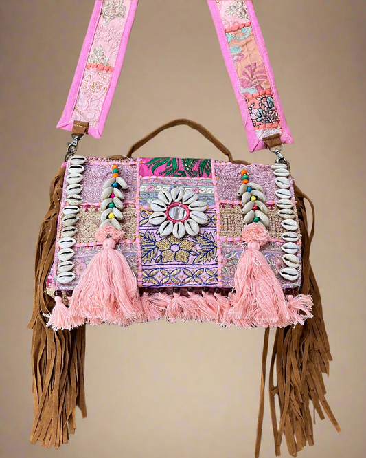 Banjara Boho Bag, Pink - The Ethnic Indian Store