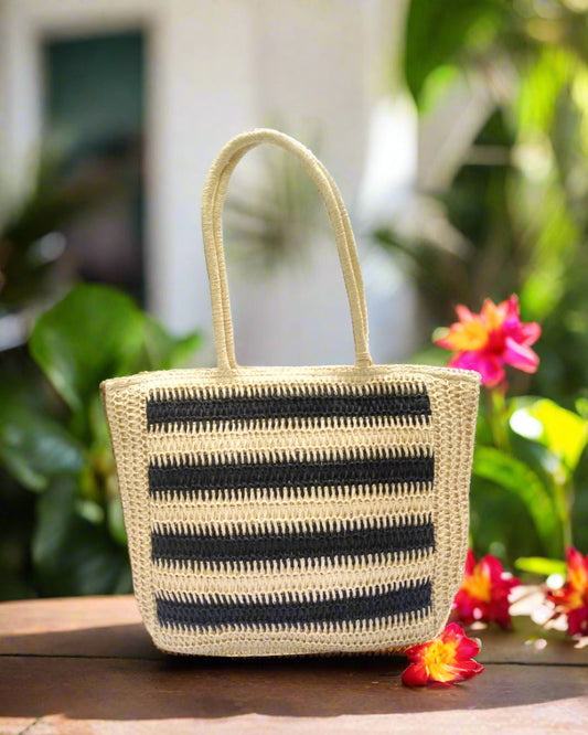 Black Multicolour Bamboo Bag - The Ethnic Indian Store